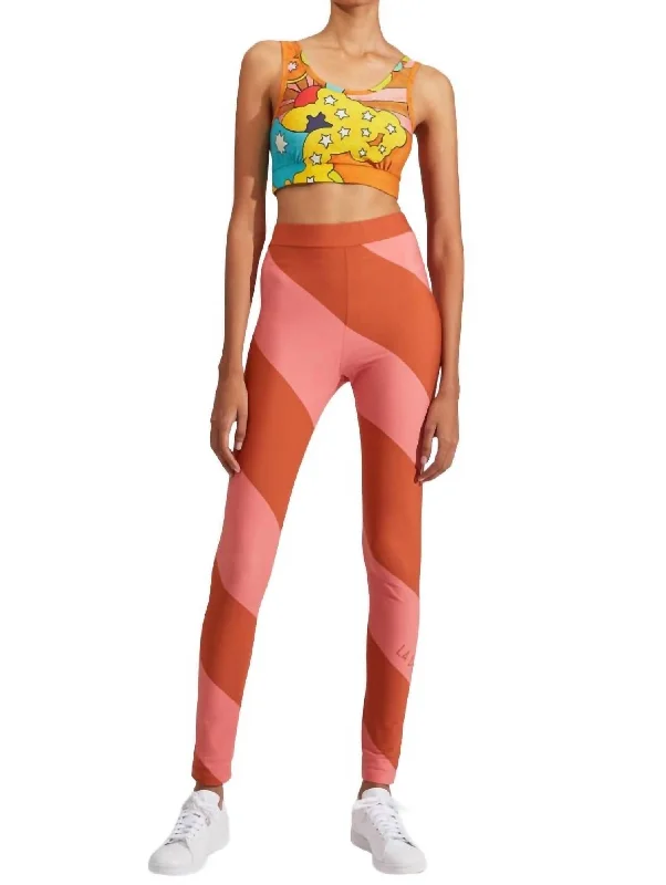 Striped Legging In Pink-Brown Elegant Women's Formal 