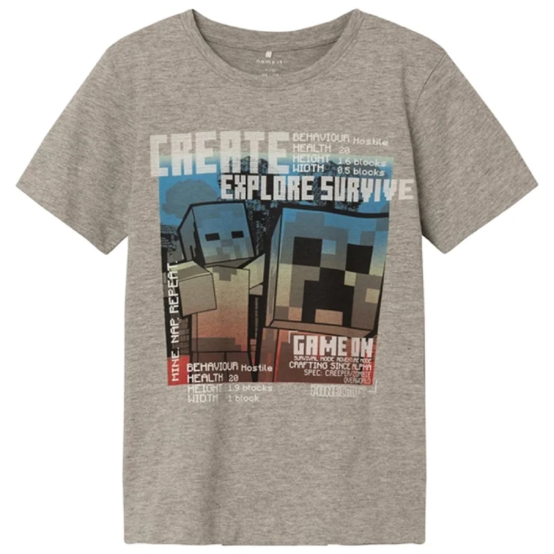 Name it Grey Melange Major Minecraft T-Shirt Country