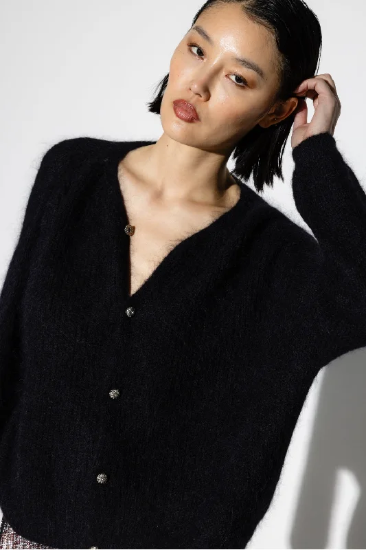 Imprevu Black Souri Baby Cardigan Polished Women's Silk