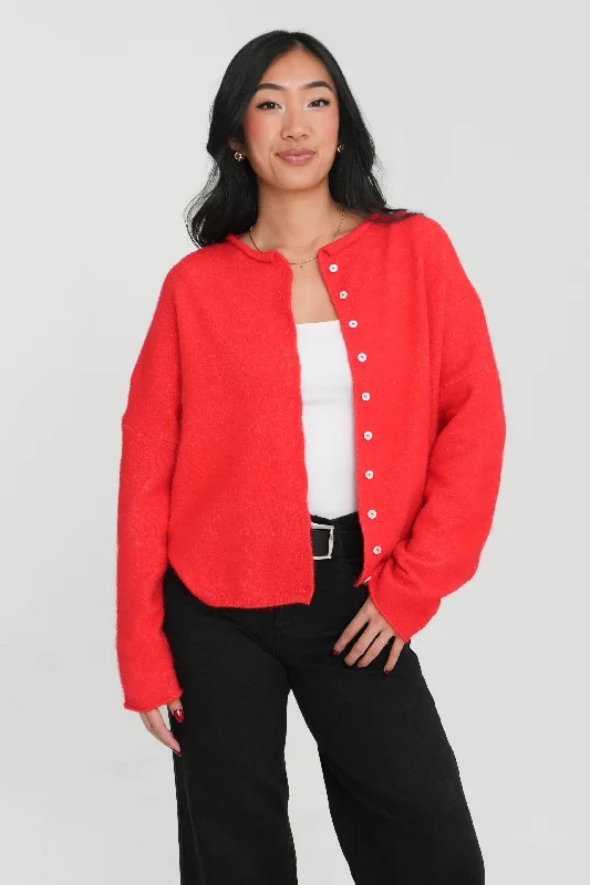 Phoebe Cardigan in Red Athletic Women's High - 