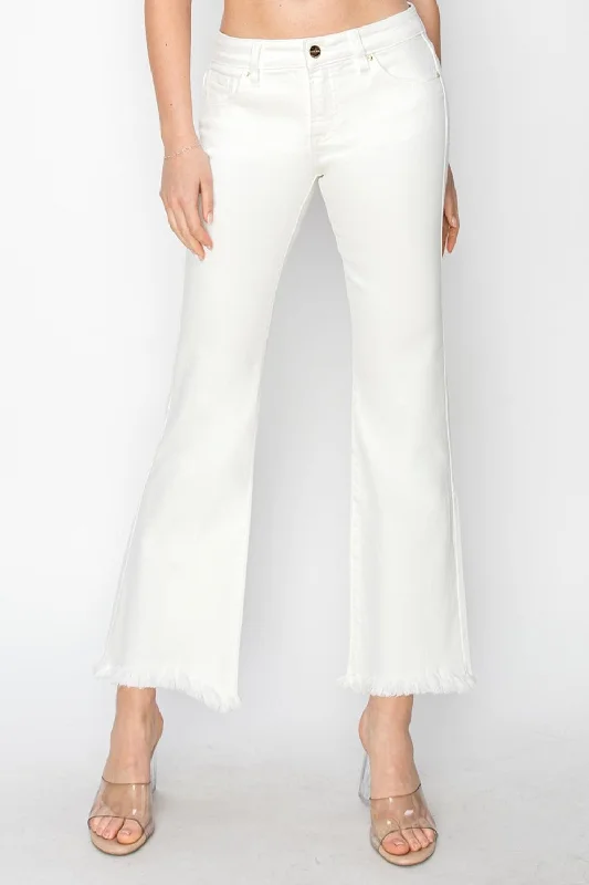 RISEN Full Size Tummy Control Crop Flare Step Hem Pants Gym