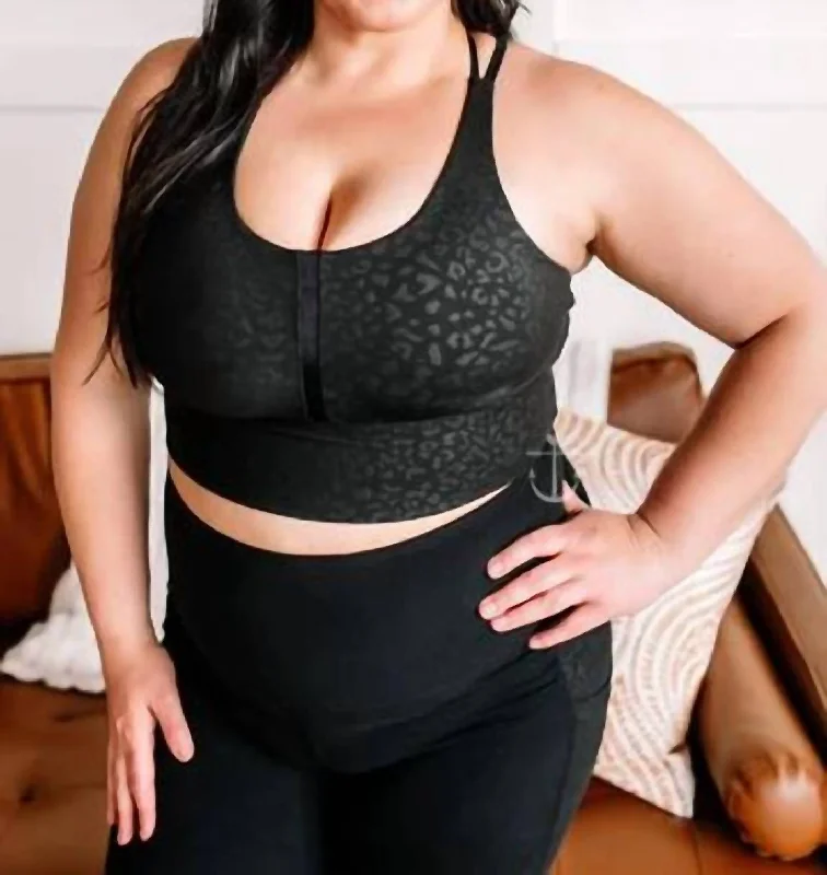 Leopard Sports Bra In Black Sporty Women's Athleisure 