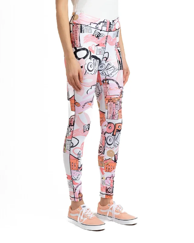 Micro Knit Printed Legging In Cantaloupe Classic Women's Pin - striped