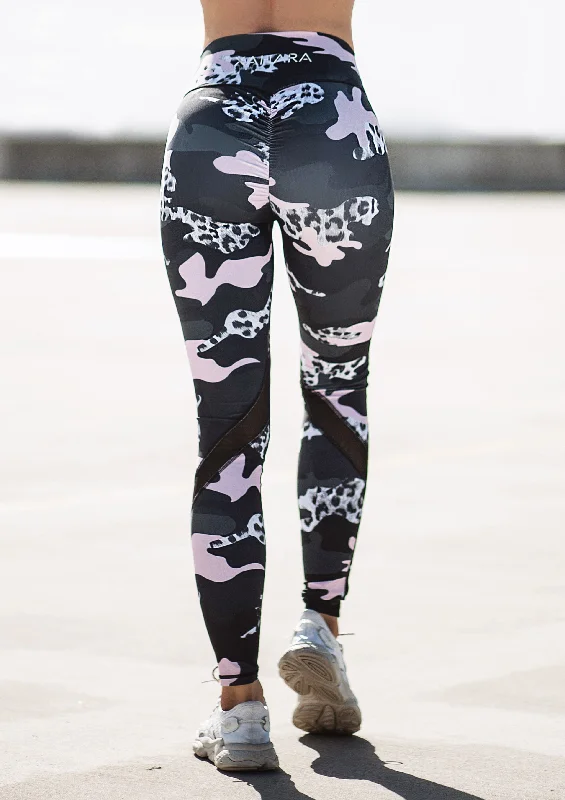 Bootylicious Dusty Pink Camo Legging Sleek Women's Metallic