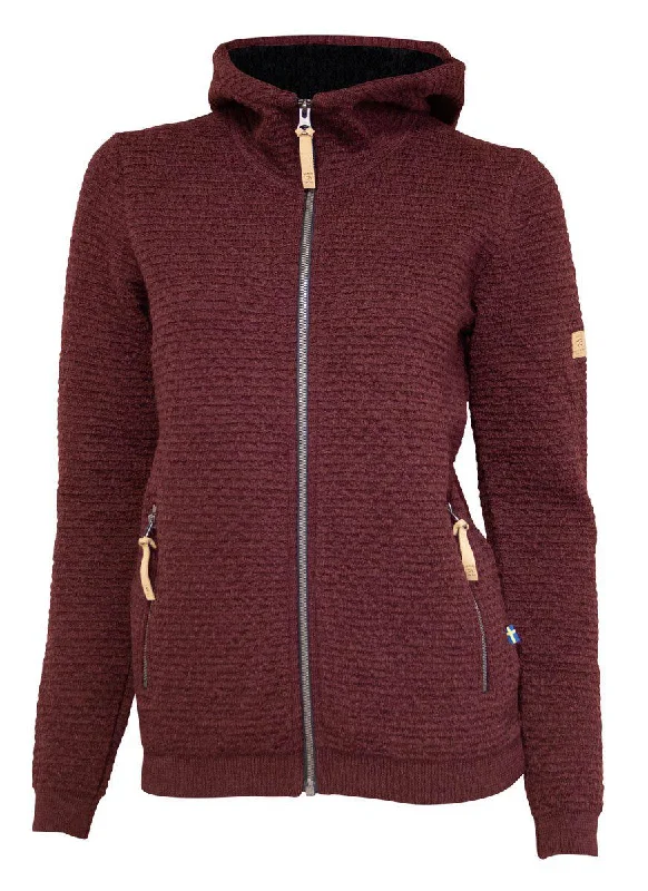 MOREL HOOD FEMALE, 60% FILTAD ULL, 40% LYOCELL   — RUBY WINE Sustainable Organic