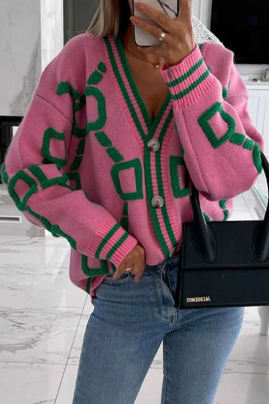 Contrast Letter Long Sleeve Knitted Cardigan Feminine Women's Soft 