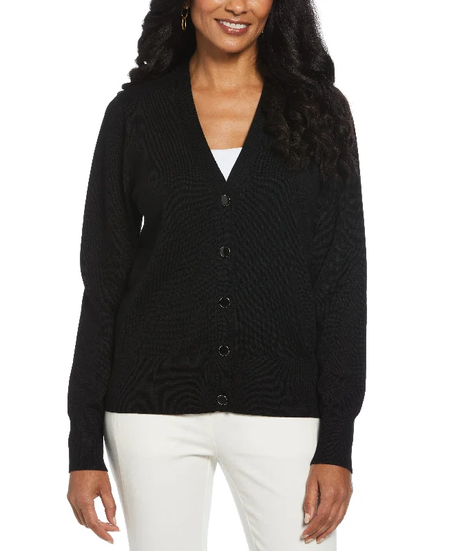 Enamel Button Cardigan Sweater Refined Women's 