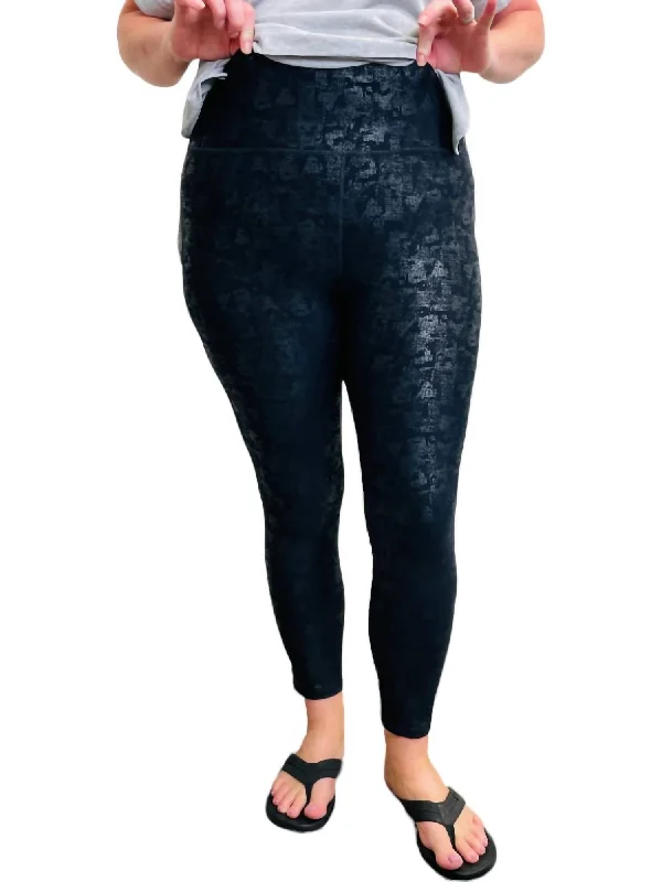 Cracked Foil Leggings In Black European