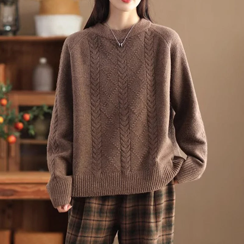 Winter Casual Minimalist Lose Woolen Knitted Cardigan Feminine Women's Style 