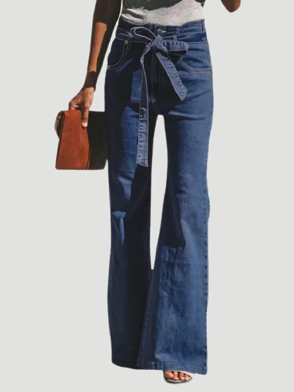 Tied Flare Jeans with Pockets Sharp Women's Italian
