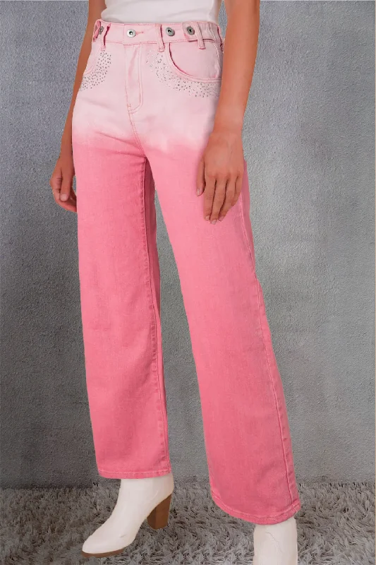 Rhinestone Gradient Straight Jeans Refined Women's Velvet