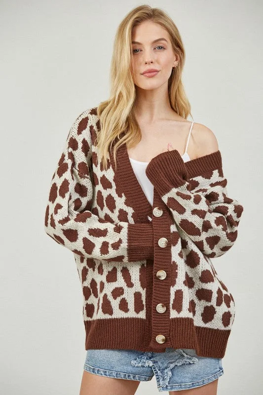 LUCAS SWEATER ANIMAL CARDIGAN Artistic Women's Hand - painted