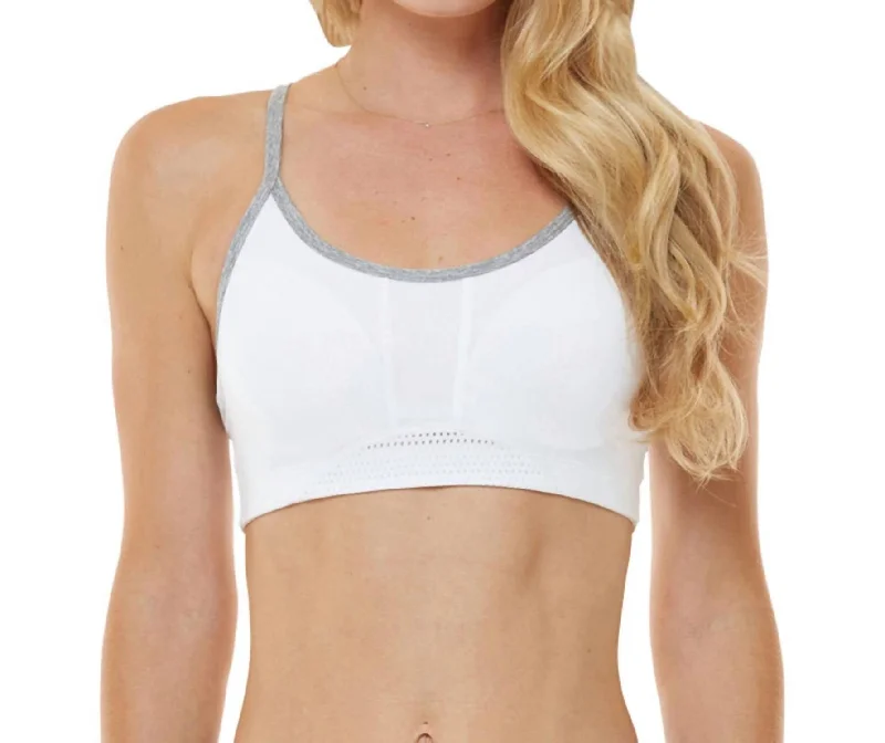 Exceed Low Impact Sports Bra In White Geometric