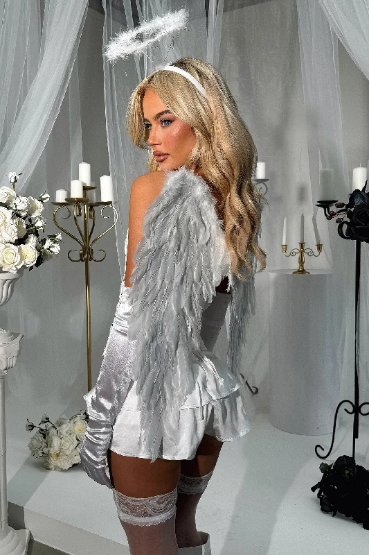 Angel Wings & Halo - White Preppy Women's College