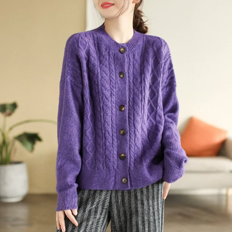 Autumn Winter Casual Loose Knitted Cardigan Laid - back Women's Style