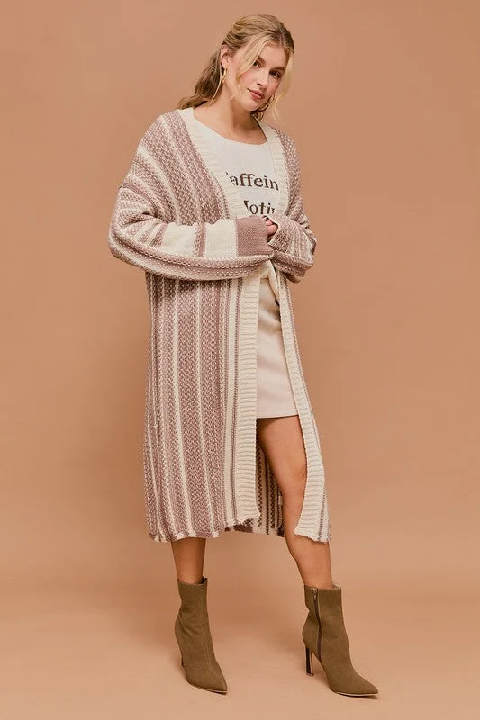 LORAINE LONG SLEEVE OPEN MAXI SWEATER CARDIGAN French