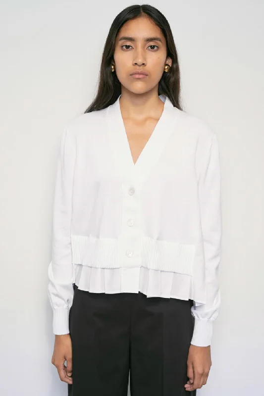 MEIMEIJ White Pleated Cardigan Luxurious Women's High -  end