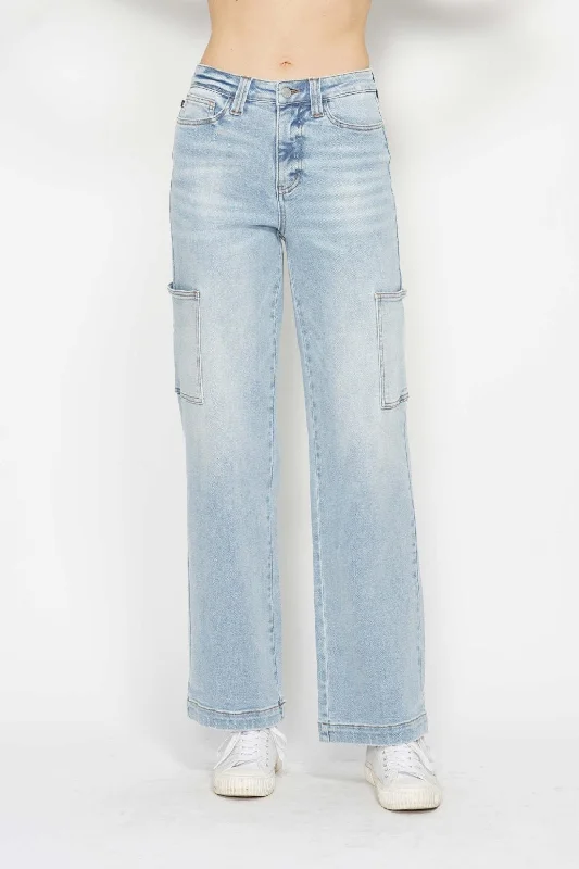 Judy Blue Full Size High Waist Straight Cargo Jeans purpose