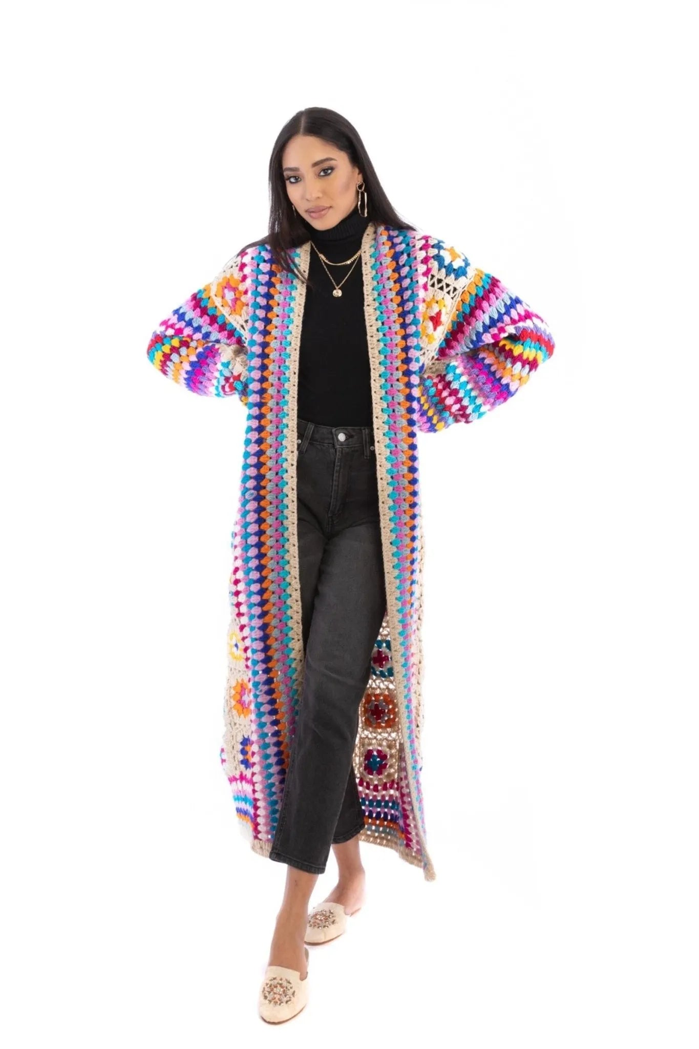 Hand Crocheted Long Kimono Sustainable Organic