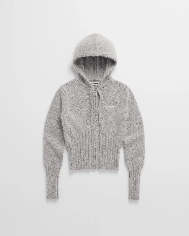 Fuzzy Knit Zip Up Hoodie Sophisticated Women's 