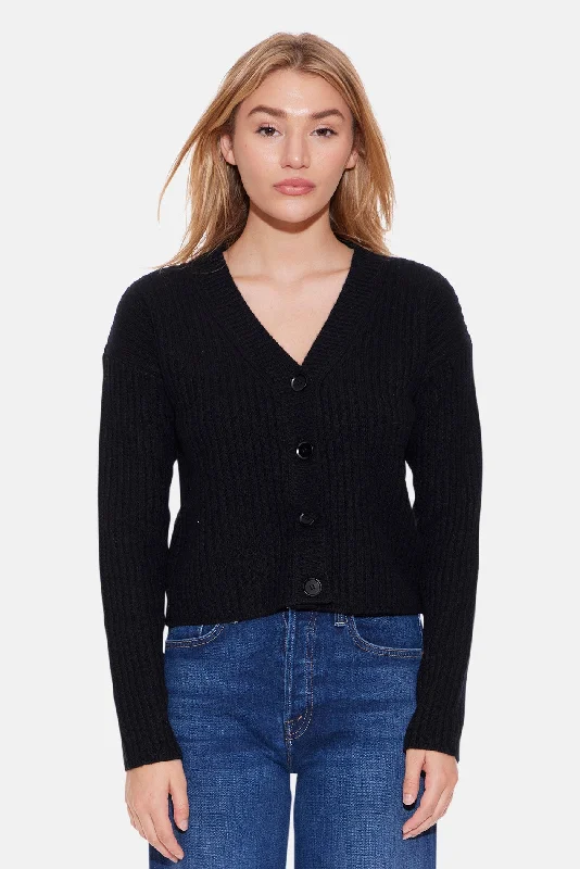 Beatrice Ribbed Cardigan Black Stylish Women's Tropical 