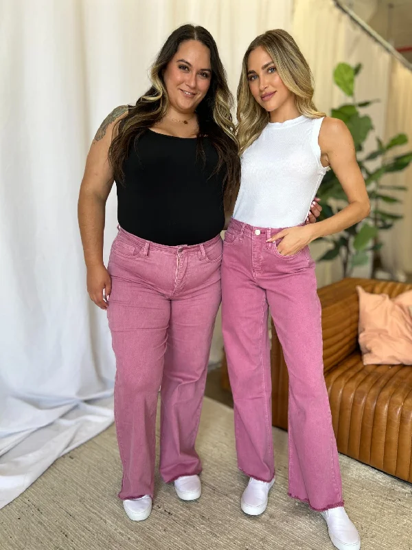 RFM Full Size High Rise Garment Dye Wide Leg  Jeans Refined Women's 
