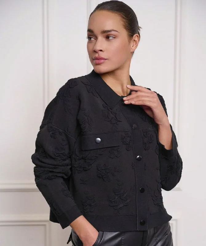 Esqualo Black 3D Florwer Cardigan French