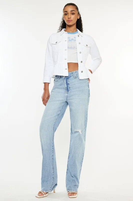 Kancan Distressed High Waist Straight Jeans Trendy Women's Oversized