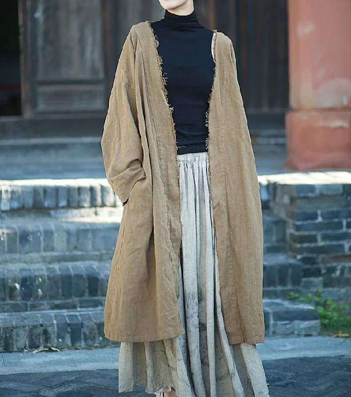 Women's Vintage Raw Ramie Wrap Cardigans Compression