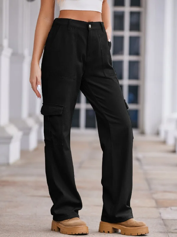 Straight Denim Cargo Pants Cool Women's Skate