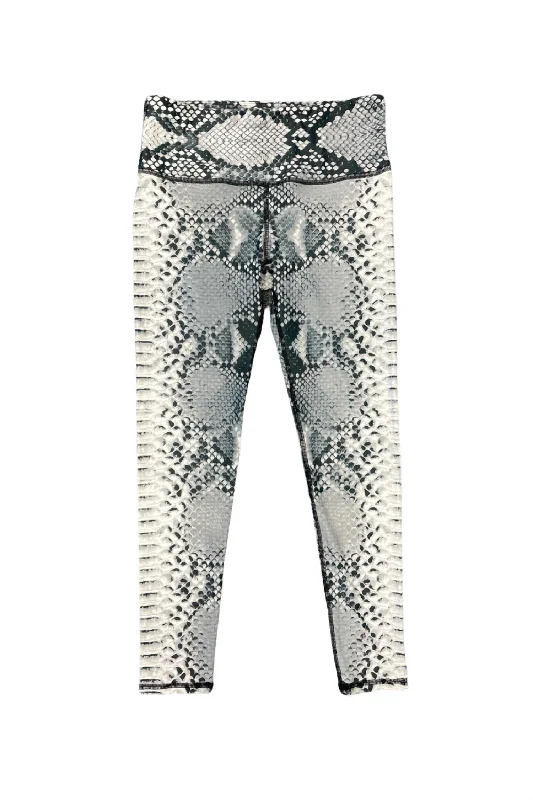 Snake Print Leggings In Grey Monochromatic Office Style