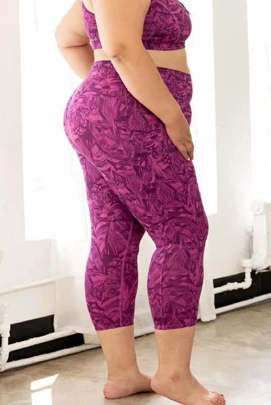 Pocket Capris - Cactus Leaf Trendy Women's 