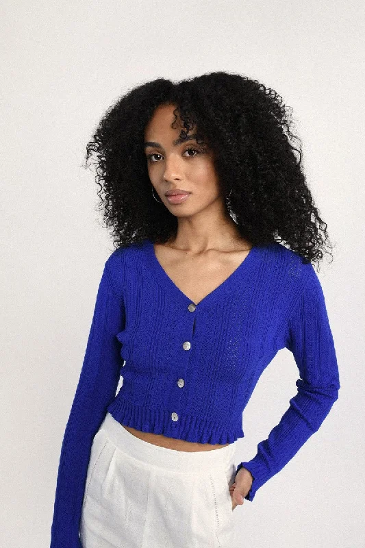 Molly Bracken Cobalt Blue Cardigan Luxurious Women's High -  end