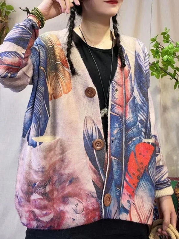Women's Fashionably Soft  Multi Printed Cardigans Dapper Women's 1920S