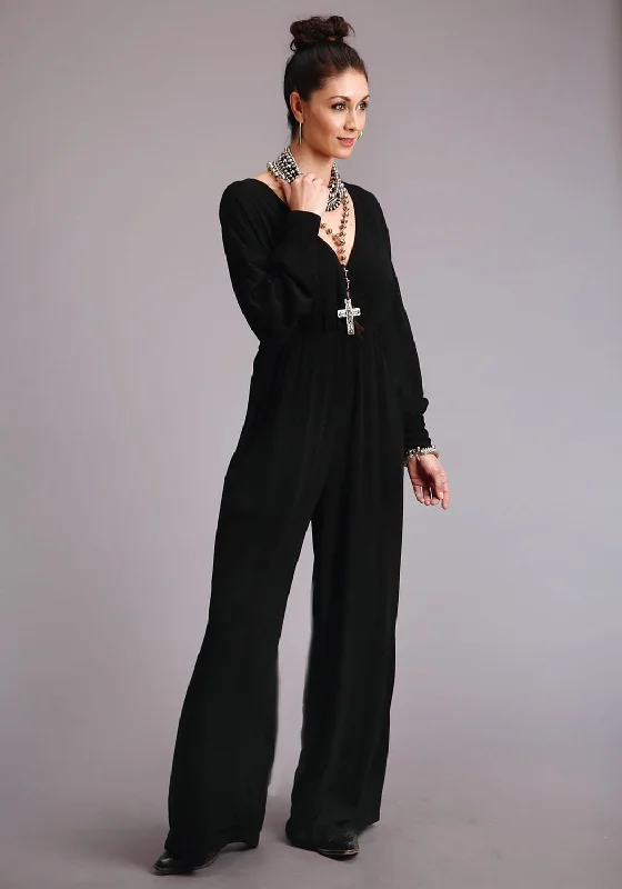 Stetson Womens Black Rayon/Nylon Wide Leg L/S Jumper Stylish Women's Tropical 