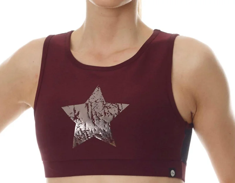 Chrome Star Mesh Low Impact Sports Bra In Red Disco