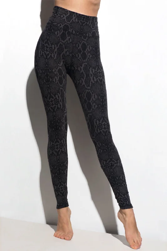 Snake Leggings - Grey Black Monochromatic Office Style