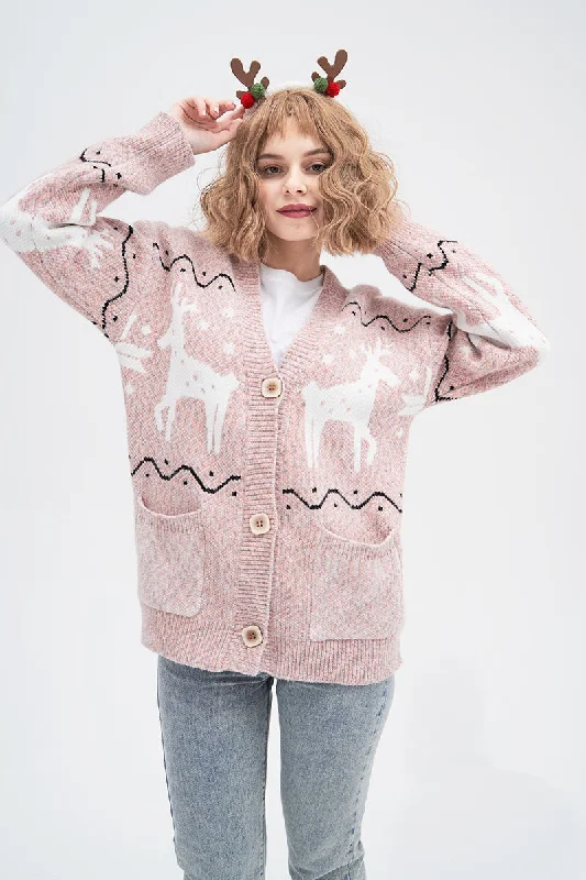 Deer Pattern Knit Cardigan garde