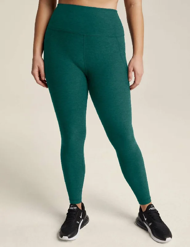 Spacedye Out Of Pocket High Waisted Midi Legging In Lunar Teal Laid - back Women's Vibe