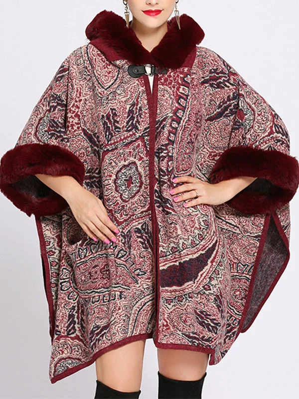 Amiable Outfitting Fluffy Plus Size Cape Cardigan Vintage Women's 1970S 