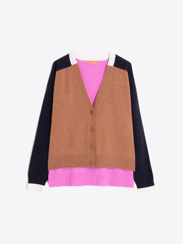Vilagallo Camel/Black Cardigan Country