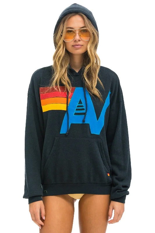 LOGO STITCH PULLOVER RELAXED HOODIE - CHARCOAL Elegant Women's Formal 