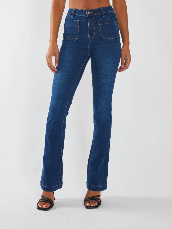 Gina High Rise Bootleg Blue Haze Classic Women's Pin - striped