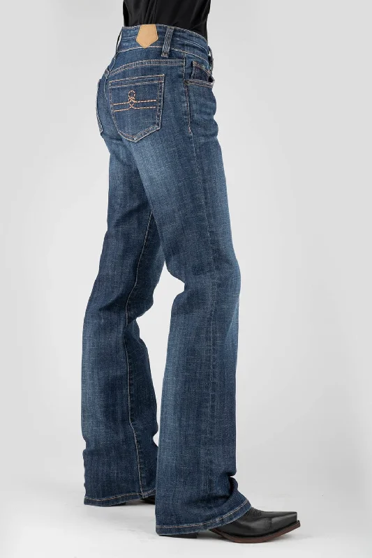 Tin Haul Womens Rosie Double X Loop Blue Cotton Blend Jeans Stylish Women's Neon