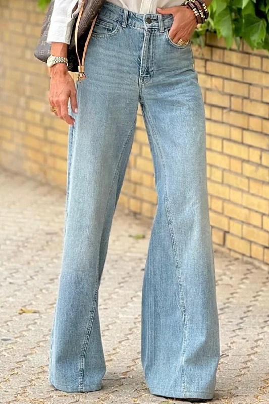High Waist Bootcut Jeans with Pockets Cashmere