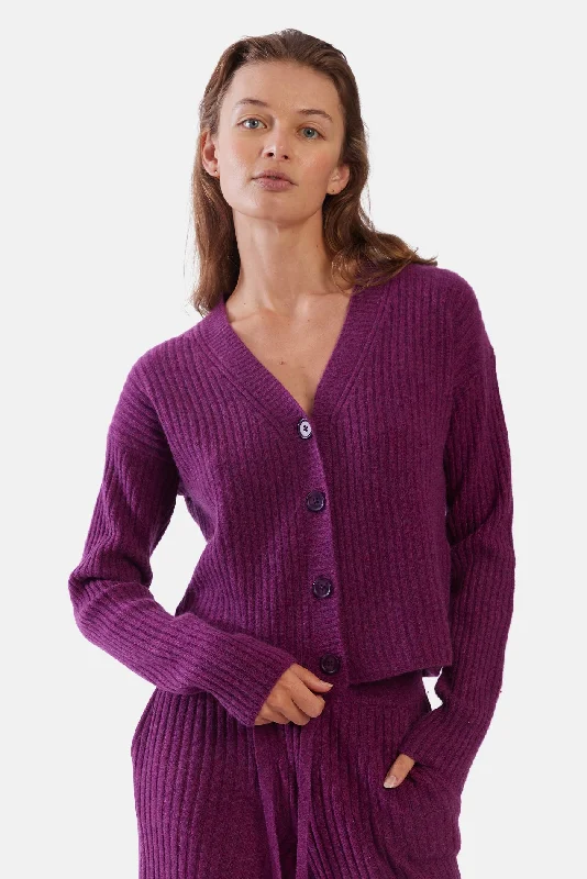 Beatrice Ribbed Cardigan Phlox Luxurious Women's High -  end