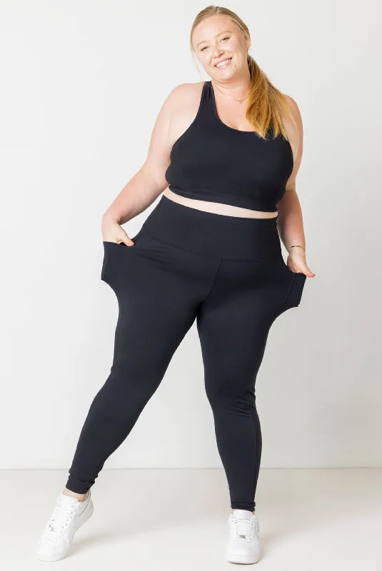 Pocket Ankle Leggings - Black Geometric