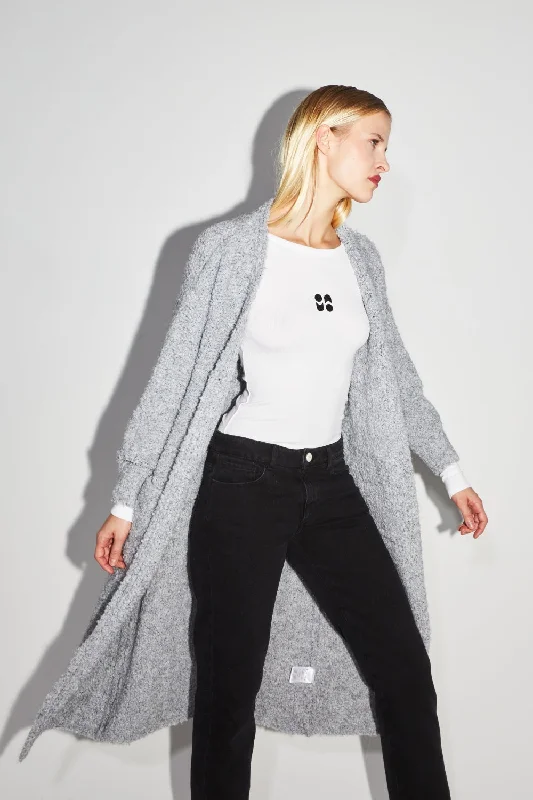 Imprevu Grey Bouclette Cardigan British Gentlewoman Style