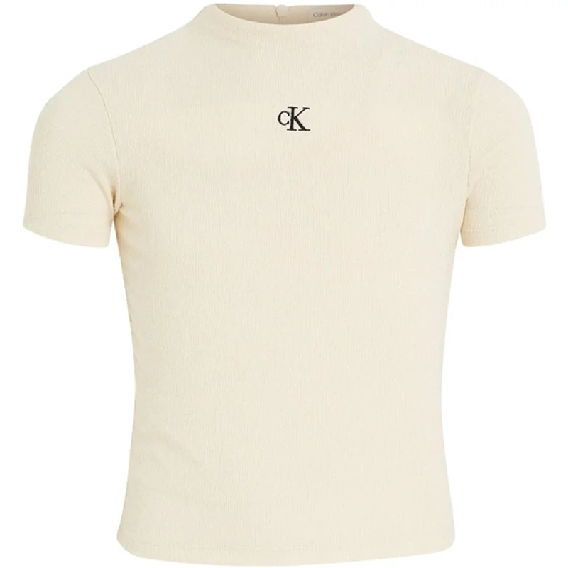 Calvin Klein Light Crinkle T-Shirt Whitecap Gray Feminine Women's Style 