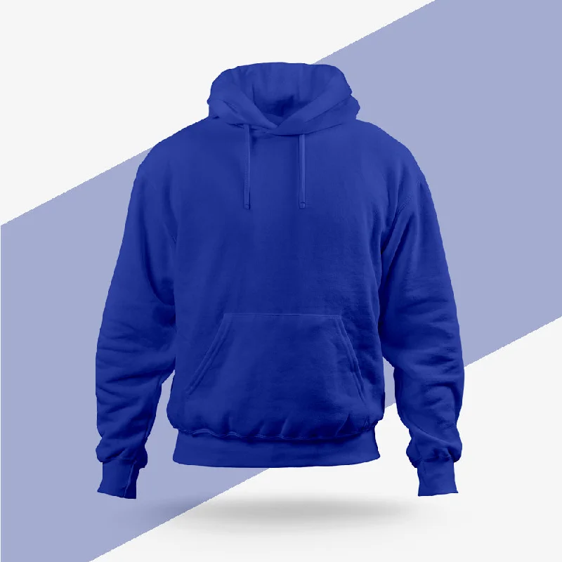 Royal Blue Hoodie - Fully Solid Casual Women's Japanese 